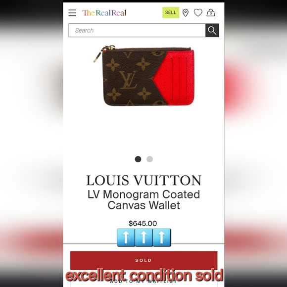 LOUIS VUITTON Monogram Zippered Card Holder in Red (Microchipped) - Picture 12 of 12
